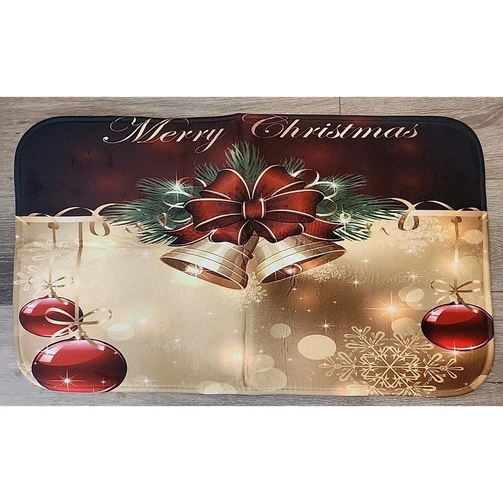 NEW Christmas Shower Curtain Set NonSlip Rug Bathroom Toilet Lid‎ Cover Bath Mat